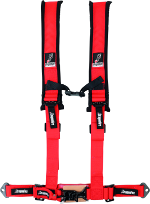 Polaris UTV Seat Belt Harness - DragonFire Racing - H-Style 4-Point 2in Buckle - Red - `15-`19